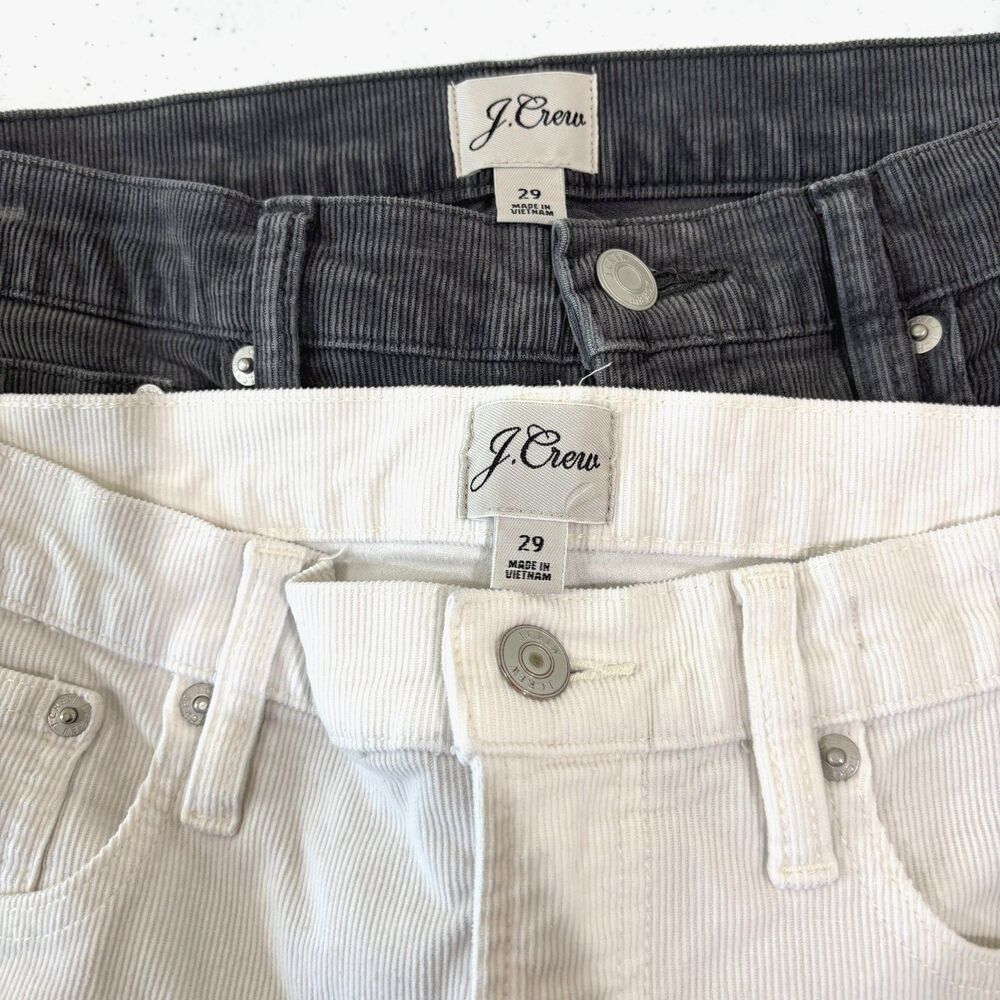 J Crew Vintage Straight Corduroy Pants Women 29 Gray White Bundle Preppy Autumn